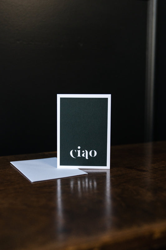 Black and White Ciao Italian Greeting Card